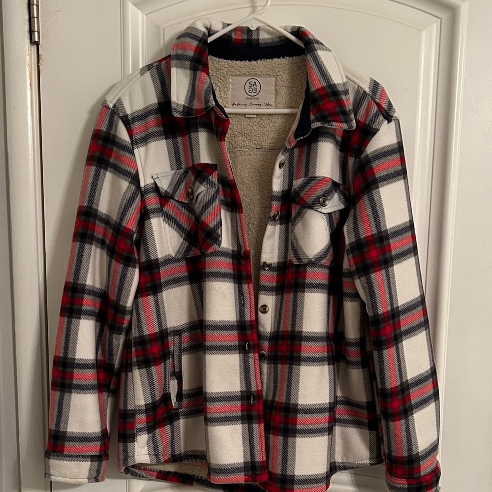 Plaid Sherpa-Lined Jacket